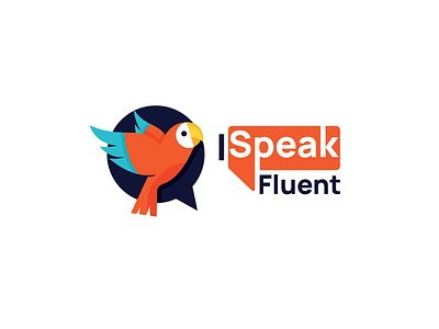 I Speak Fluent animal art brandidentity chat creative designer fun design idea illustration language language school logo logodesigner parrot playful logo speak vector