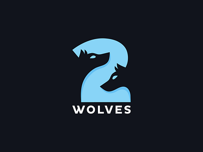 2 wolves animal art creative dark designer illustration logo logodesign negative space negative space logo night simple sports logo vectors wild wolf wolves