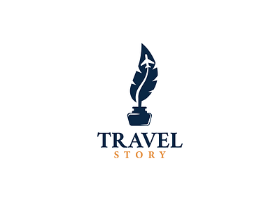 Travel Story agence art brand design business combination logo creative designer history ideas logodesigner negativespace plane quill simple travel travelling vector writing