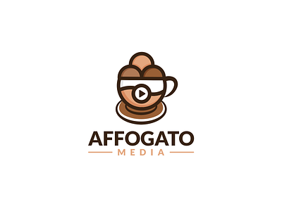 Affogato Media affogato art audio combination logo creative designer icecream illustration logo logodesigner mascot media play production services vector video