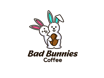 Bad Bunnies Coffee art branding bunnies coffee coffee bean coffee shop creative cute animals cute design designer designs fun design illustration logodesigner logos playful design rabbit logo vector youthful