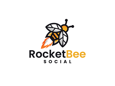 Rocket Bee art bee logo brandidentity branding combination mark creative designer fun design graphicdesign illustration logo logodesigner logodesigns logos marketing rocket logo space design vector youthful