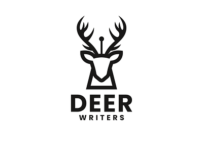 Deer Writers animals logo art branding combination logo combination mark creative deer logo design designer graphic design illustration logo logodesign logodesigner logodesigns logos negative space pen vector writers