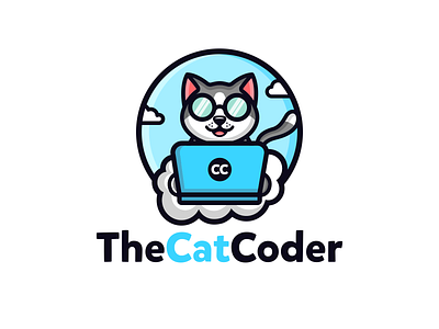 The cat coder art branding cat logo coding logo combination logo computer creative cute logo design designer fun design graphic design illustration logo logodesigner logos mascot mascot design pets vector