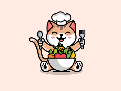 Chef Cat art branding cat cat logo chef logo creative design designer food fun design illustration logo logo concept logodesigner logos mascot design mascot logo pets pets lovers vector