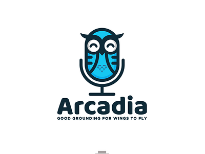 Arcadia animal art brand identity branding designer logodesign logos microphone owl podcast