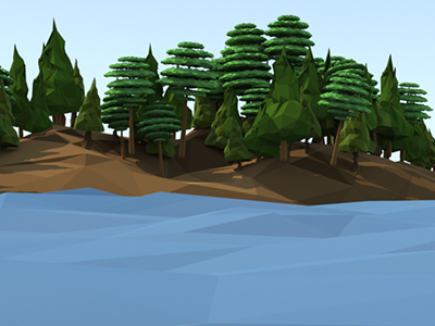At the lake: in progress low poly modo