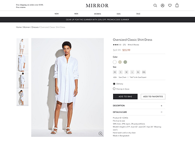 Product Page Desktop clothing ecommerce ux design