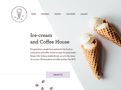 Ice cream coffee shop landing page branding coffee shop graphic design homepage design ice cream shop illustration logo sketch typogaphy ui design ux design web design website design