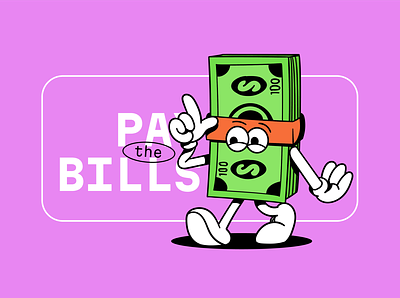 Pay The Bills adobe bills branding cartoon design ecommerce illustration landingpage logo money old school online pay retro ui ux vector vintage