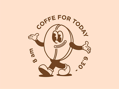 Coffee For Today adobe bean branding brown cartoon coffee design illustration ios landingpage logo old school retro ui ux vector