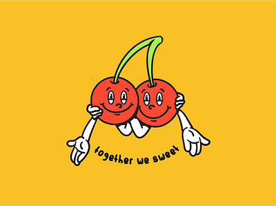 Together We Sweet adobe branding cartoon cerry design fruits graphic design illustration landingpage logo poster red retro sweet ui ux vector