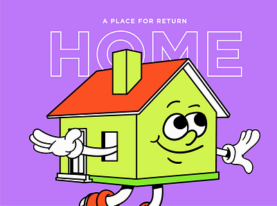 Home Retro Cartoon adobe branding cartoon character design graphic design home house illustration landingpage logo old school retro ui ux vector