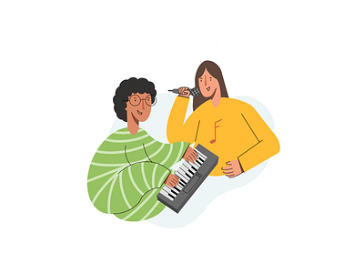 Couple Music Illustration affinity android apps art boy colour couple design girl green illustration ios keyboard music orange procreate song ui ux vocal
