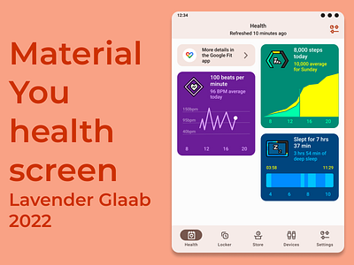 Material You Health Screen - Rebble app app graphic design ui ux vector