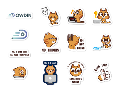 OWDIN Character Sticker Design branding cat characer label sticker