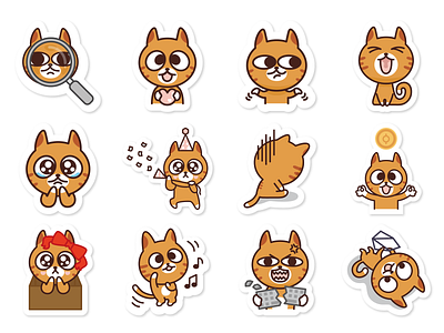 OWDIN Character Sticker Design Ver.02 branding cat character label sticker