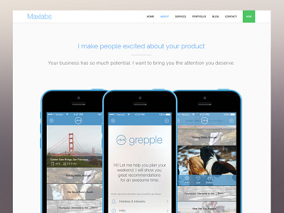 Maxlabs Redesign 2014 blue button freebie green ios iphone mobile redesign responsive typography video
