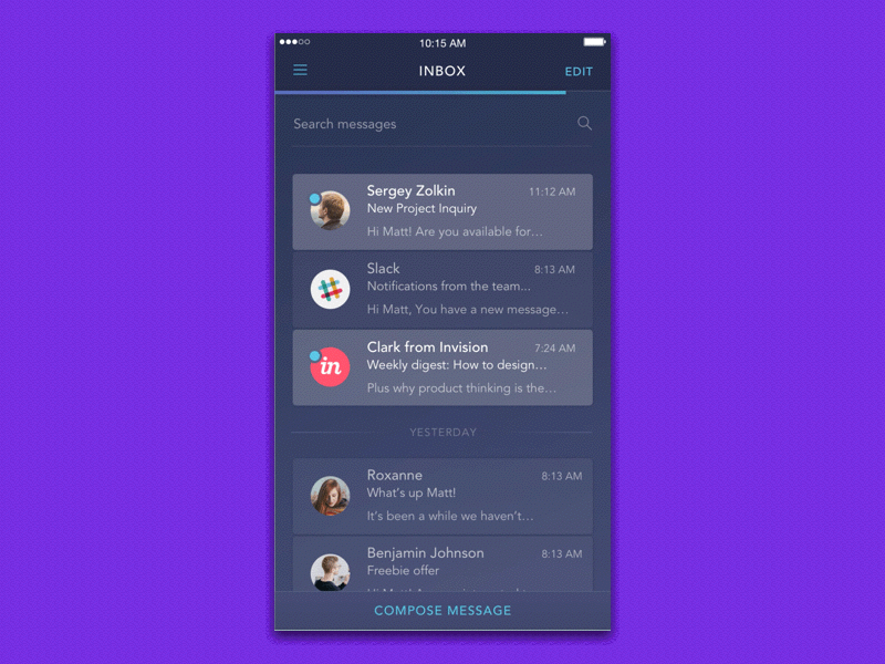 Messages UI/UX Animation