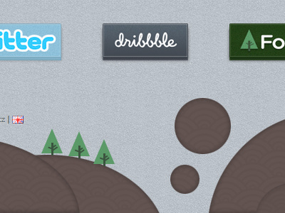 CSS3 Forrst Trees Footer blue brown buttons css3 dribbble footer forrest forrst green icon logo trees twitter website wood