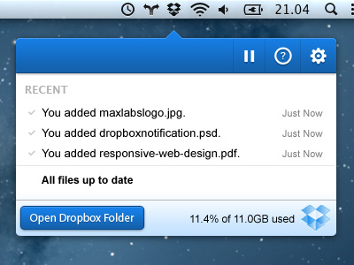 Dropbox for Mac OS X - Notification Redesign apple blue button buttons dropbox gray grey icon icons mac osx redesign white