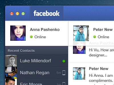 Facebook Messenger for Mac OS X app apple application blue facebook gray green grey gui icon icons mac osx photo red ui white yellow