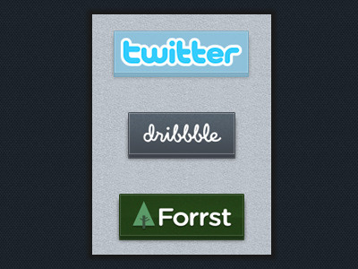 Twitter, Dribbble & Forrst Buttons 3d blue buttons dribbble forrst freebie green icon logo pattern texture twitter web white