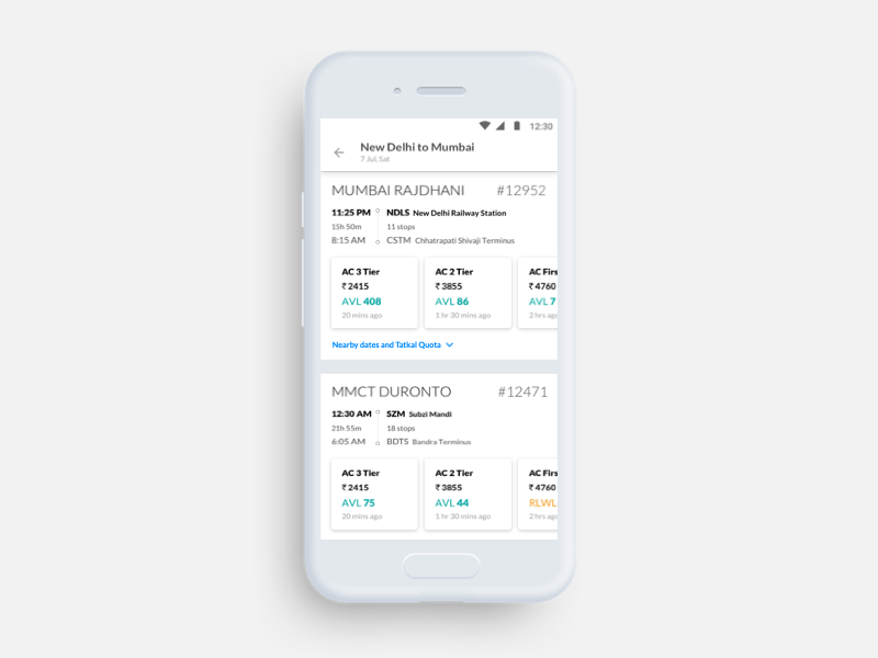 Trains in MakeMyTrip interaction animation interaction design interactive prototyping interface design principle principle app prototyping sketch sketch app usability engineering usability testing user experience