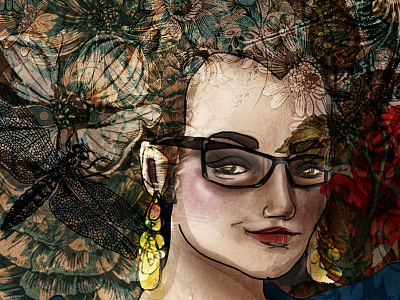 Flowers digital face flowers illustration painting photoshop portrait textures vintage woman