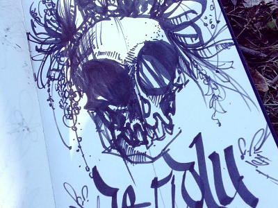 Skulls&Flowers II black calligraphy flowers illustration markers sketch sketchbook skulls vintage