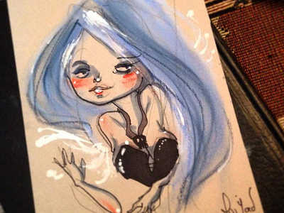 Tricky Pixies Part 2 blue face girl hair illustration kinky pastels pin up pixie sexy skull wings