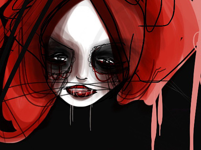 Dia black dia de los muertos drawing girl illustration ipad red