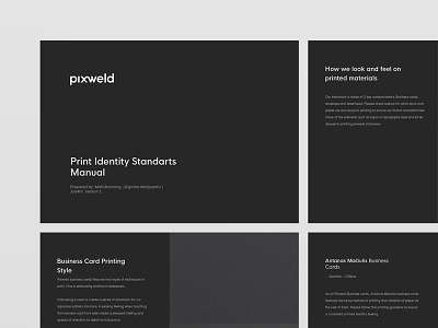 Pixweld Print Identity Standarts Manual brand guide identity logo manual minimal print standarts