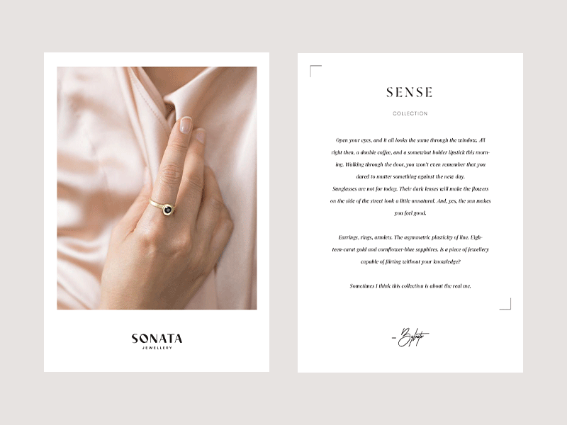 Sonata Jewellery Story Cards branding cards design idenity jewelery logo print story story board