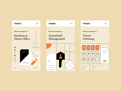 Omnia PA Mobile version Services Pages design geometric household icons identity ilustrations line managment mobile responsive services travel ui ux
