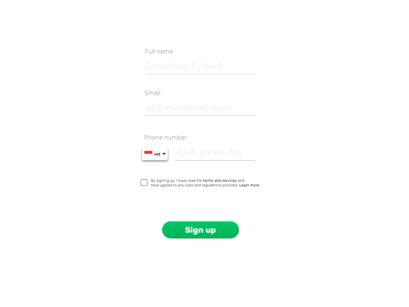 [DAILY UI 001] SIGN UP @dailyui dailyui gif gif animation green principle principleapp sign up sketch sketch app