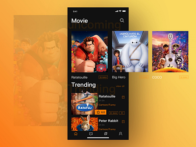 Movie App black movie app orange ui ux designer 动效