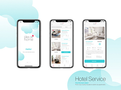 Likeathome Hotel Service app booking bookingservice hotel app hotel logo hotelservice ios ios 10 ioskit ui uidesign uiux ux web