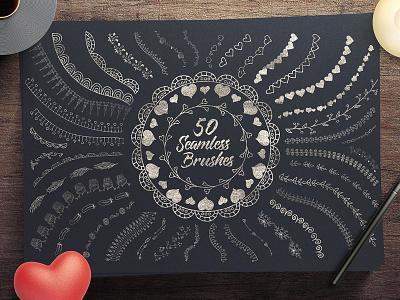 50 Pattern Brushes for Illustrator borders brush card curls dividers dream hand drawn illustration illustrator love romantic vector