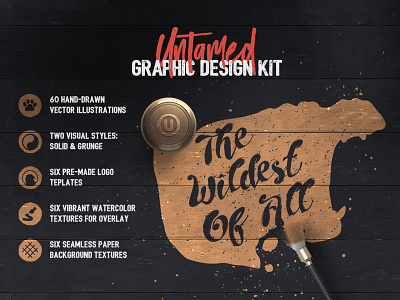 Untamed Graphic Design Kit animal hand drawn paper pattern seamless silhouettes swatch textures toolkit untamed vector wild