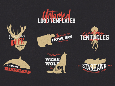 Free Untamed Logo Templates animal hand drawn paper pattern seamless silhouettes swatch textures toolkit untamed vector wild