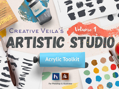 🐣 Artistic Studio: Acrylic Toolkit acrylic brush generator hand drawn paint pattern scene seamless swatch textures toolkit vector