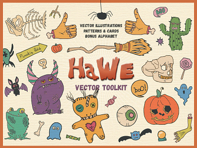 🐣 HaWe: Free Halloween Vector Toolkit background free halloween illustration invitation pattern poster pumpkin seamless trick or treat vector zombie