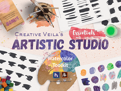 🐣 Artistic Studio: Watercolor Toolkit background brush hand drawn paint pattern scene generator seamless textures toolkit vector watercolor watercolour