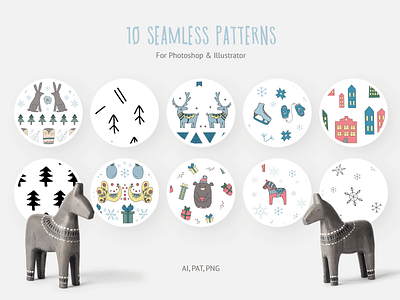 Scandi Holidays Seamless Patterns