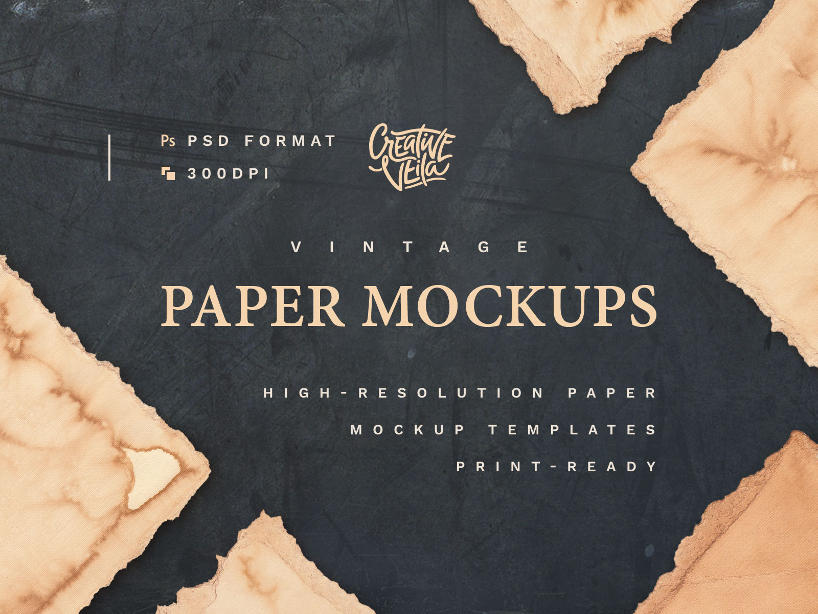 Download Vintage Paper PSD Mockup Set by CreativeVeila on Dribbble