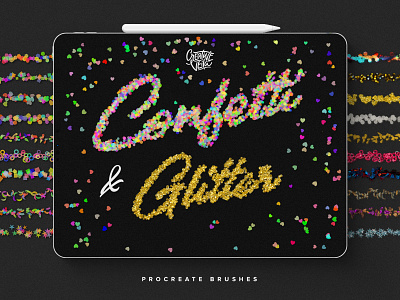 Confetti and Glitter Procreate Brushes Pack brush brushset confetti creative effect foil glitter metal overlay party procreate veila