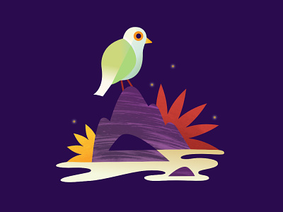Little bird on its rock bird illustration vector