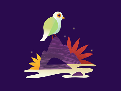 Little bird on its rock