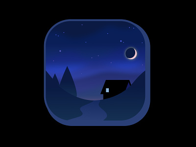 001 house illustration landscape night stars vector